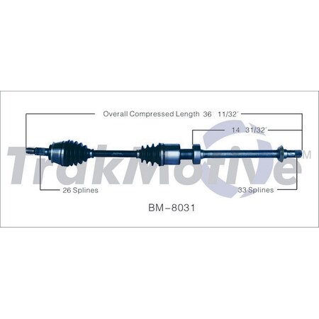 Surtrack Axle Cv Axle Shaft, Bm-8031 BM-8031